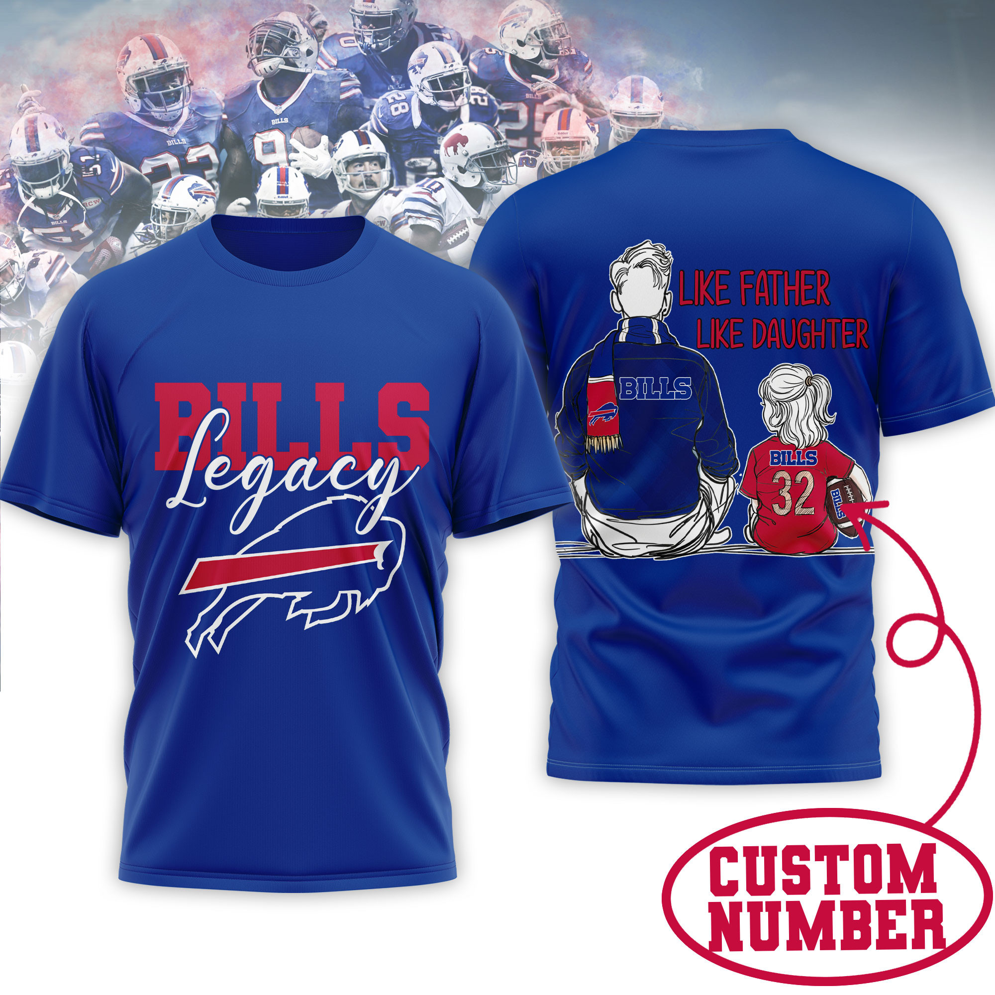Buffalo Bills | Premium NFL Legacy Father Day 3D Shirt - Image 3
