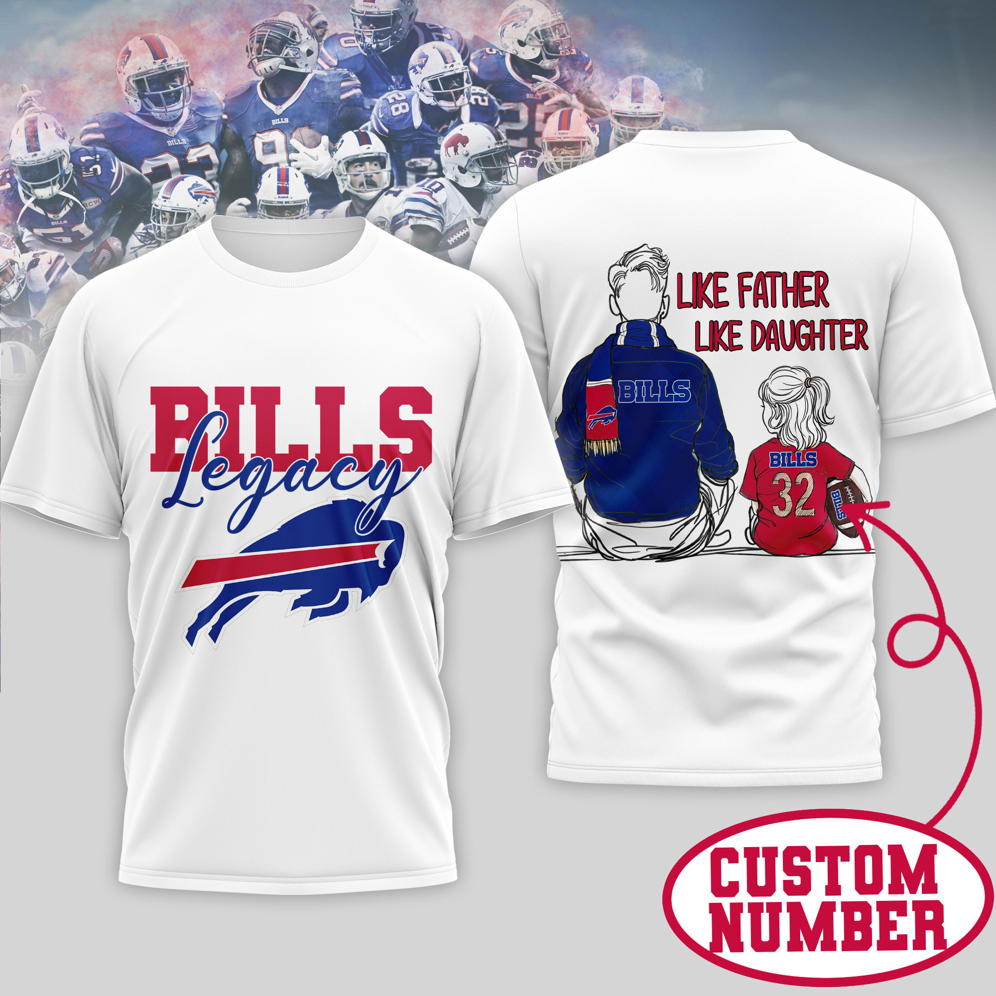 Buffalo Bills | Premium NFL Legacy Father Day 3D Shirt - Image 4
