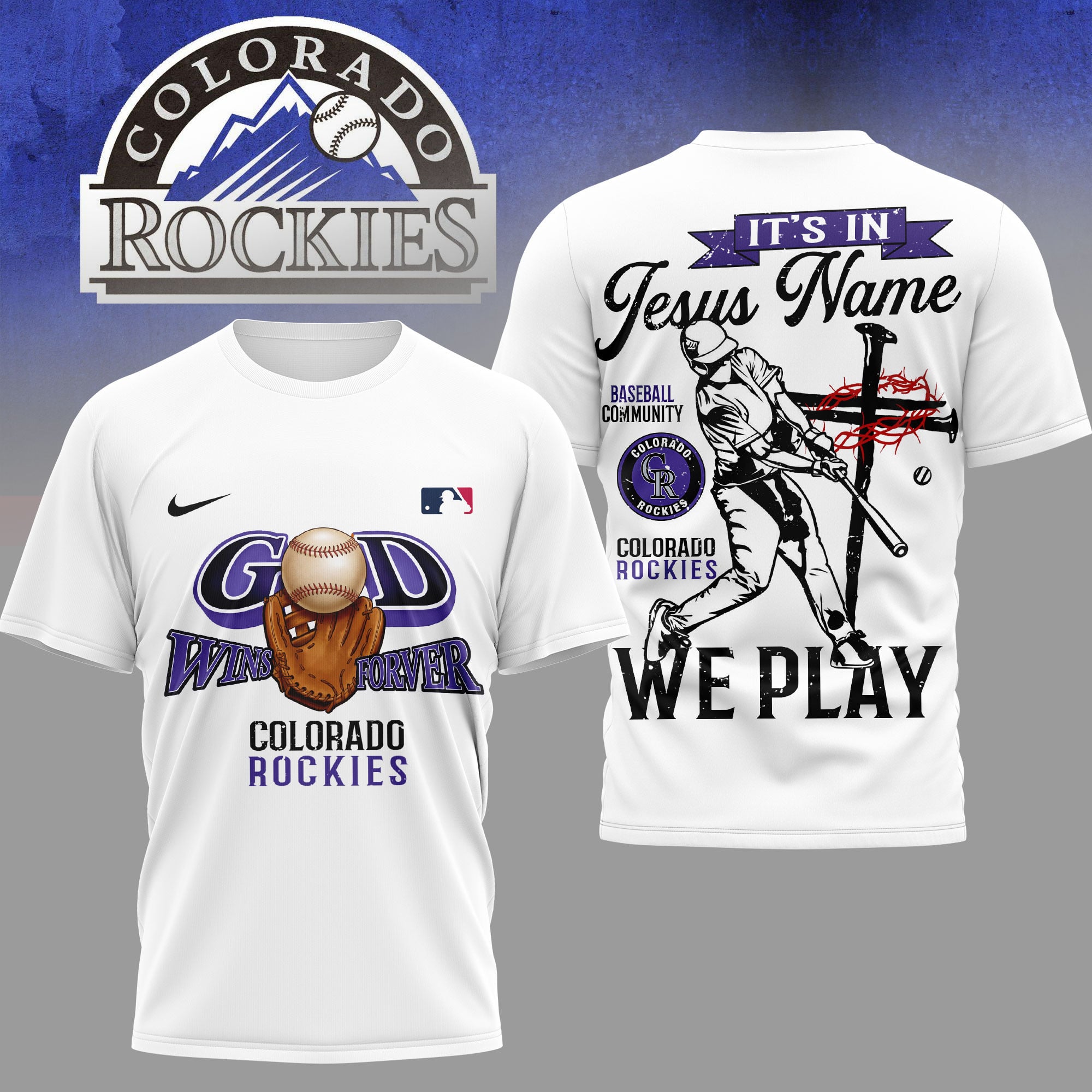 Colorado Rockies | Premium MLB In Jesus Name We Play 3D Shirt