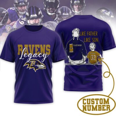 Baltimore Ravens | Premium NFL Legacy Father Day 3D Shirt
