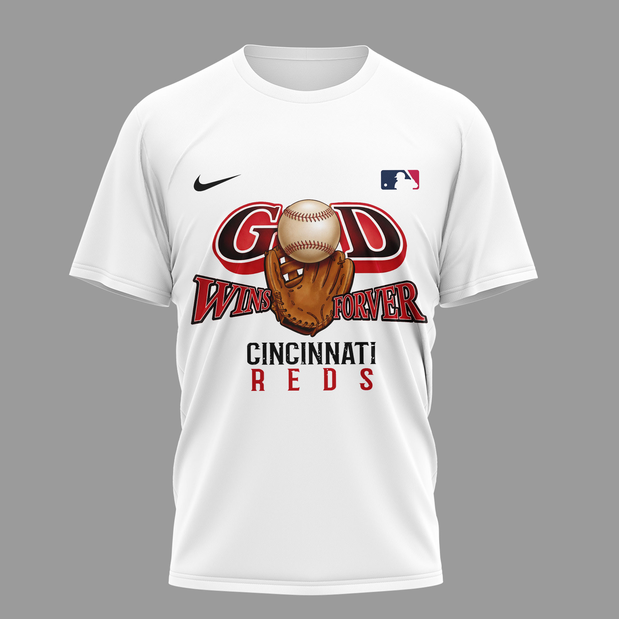 Cincinnati Reds | Premium MLB In Jesus Name We Play 3D Shirt - Image 2