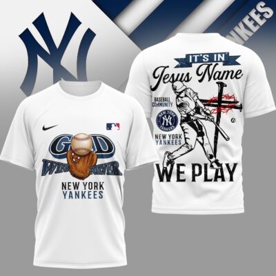 New York Yankees | Premium MLB In Jesus Name We Play 3D Shirt - S
