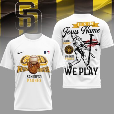 San Diego Padres | Premium MLB In Jesus Name We Play 3D Shirt - 5XL