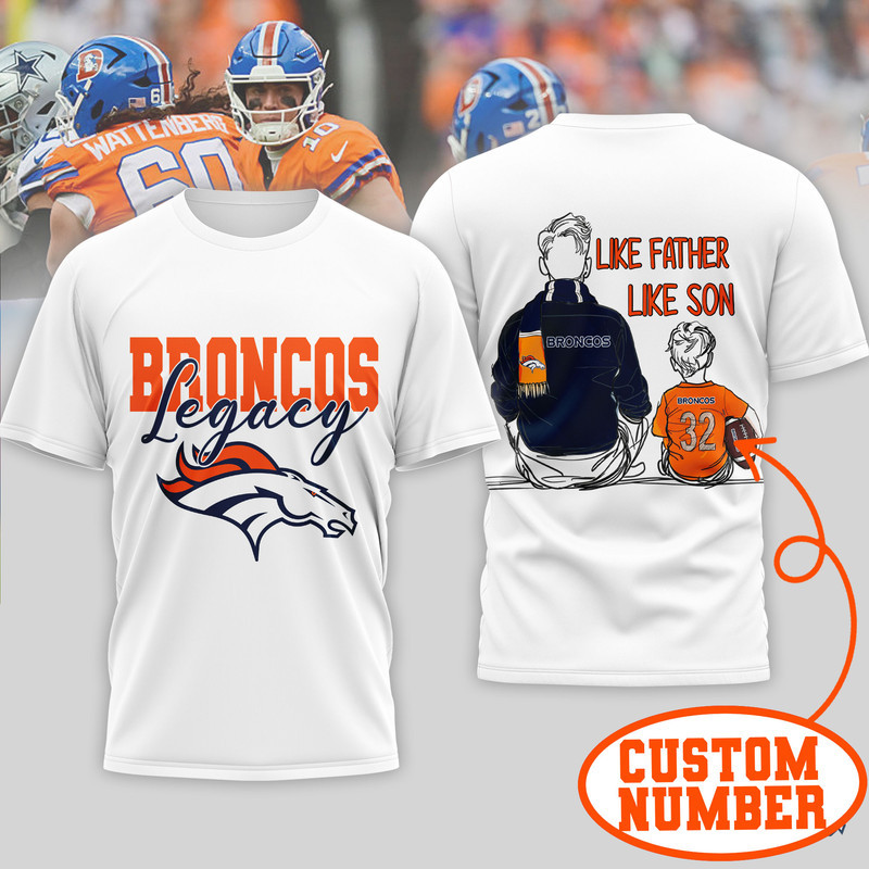 Denver Broncos | Premium NFL Legacy Father Day 3D Shirt - Image 2