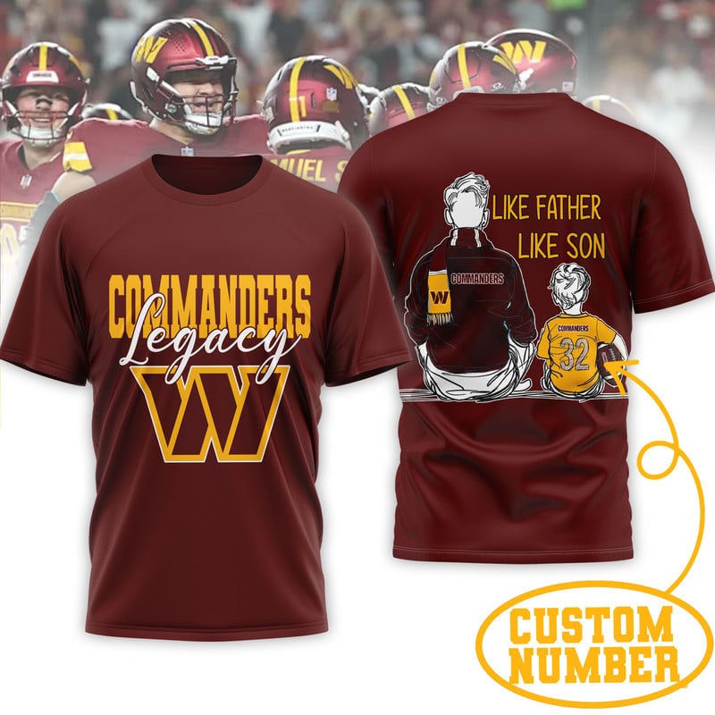 Washington Commanders | Premium NFL Legacy Father Day 3D Shirt