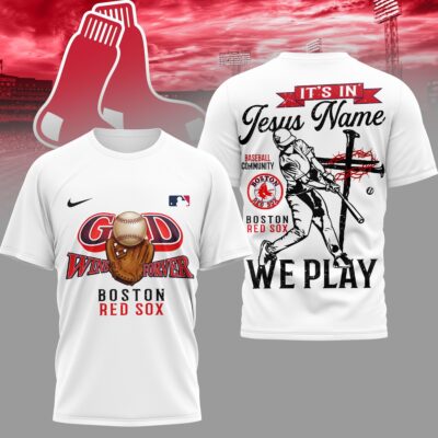 Boston Red Sox | Premium MLB In Jesus Name We Play 3D Shirt - S
