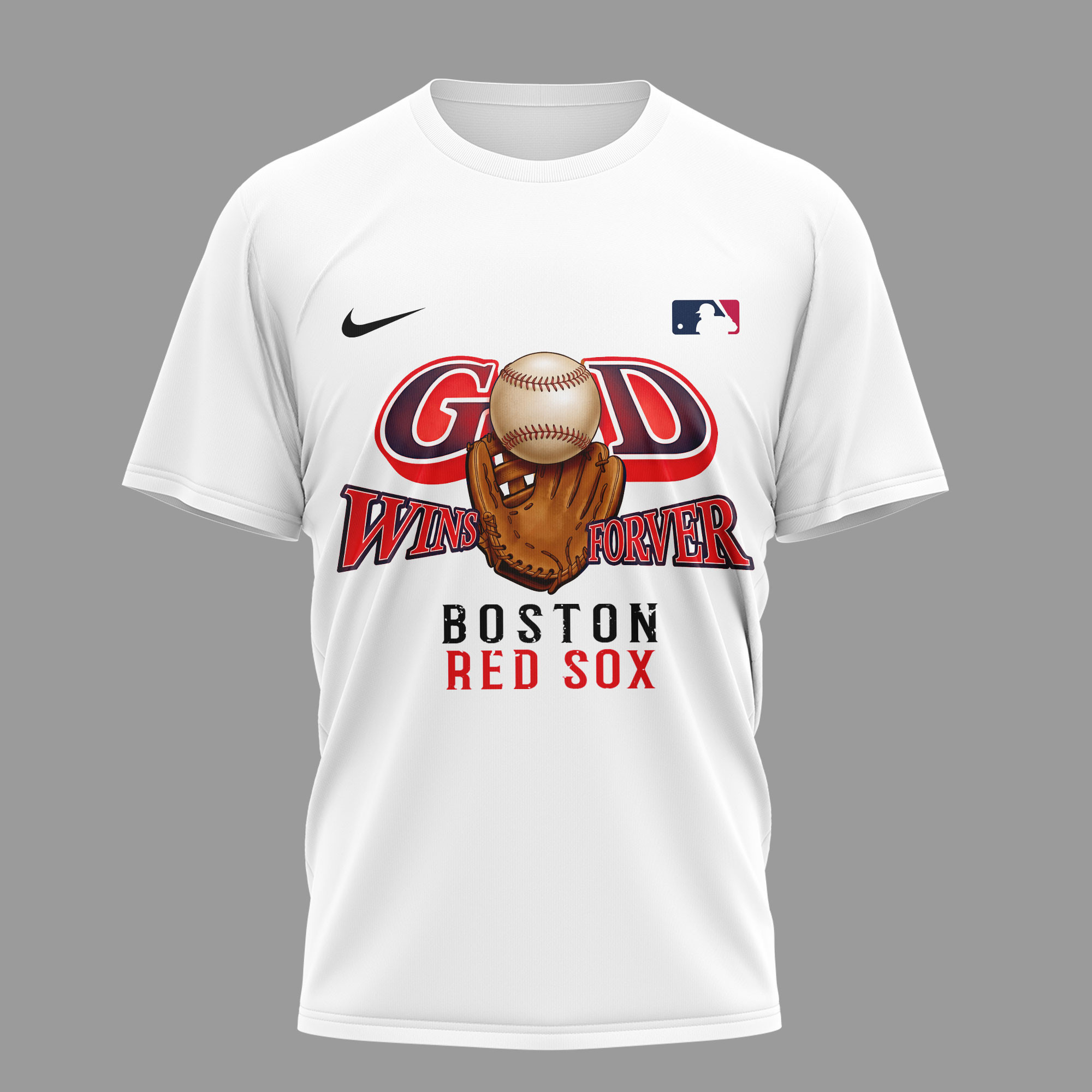 Boston Red Sox | Premium MLB In Jesus Name We Play 3D Shirt - Image 2