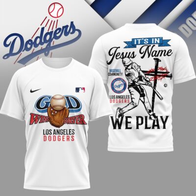 Los Angeles Dodgers | Premium MLB In Jesus Name We Play 3D Shirt - L