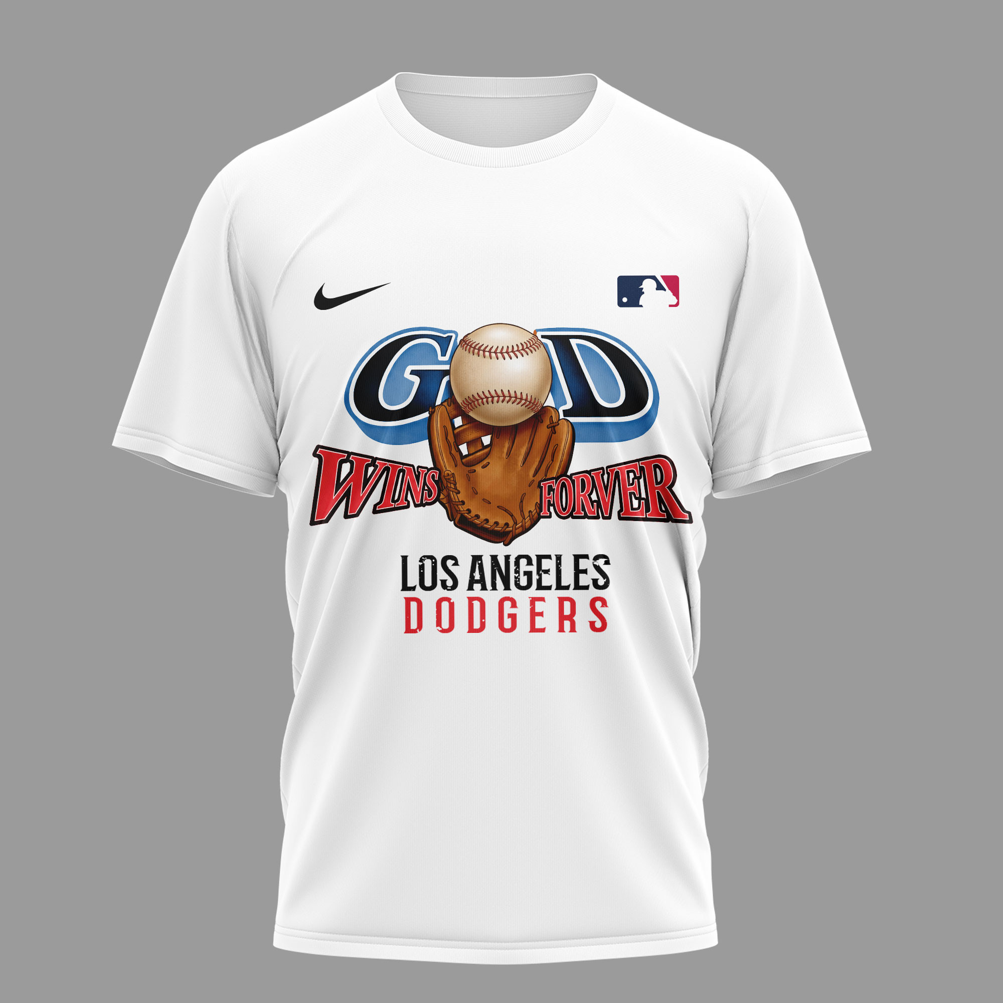 Los Angeles Dodgers | Premium MLB In Jesus Name We Play 3D Shirt - Image 2