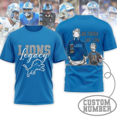 Detroit Lions | Premium NFL Legacy Father Day 3D Shirt