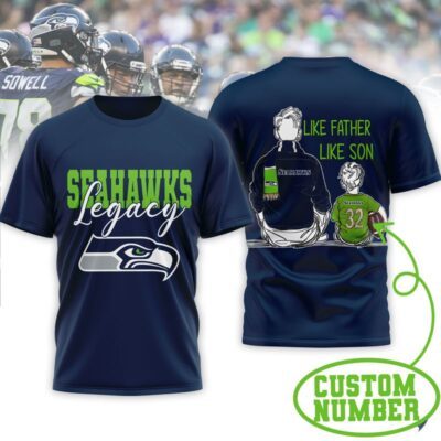 Seattle Seahawks | Premium NFL Legacy Father Day 3D Shirt
