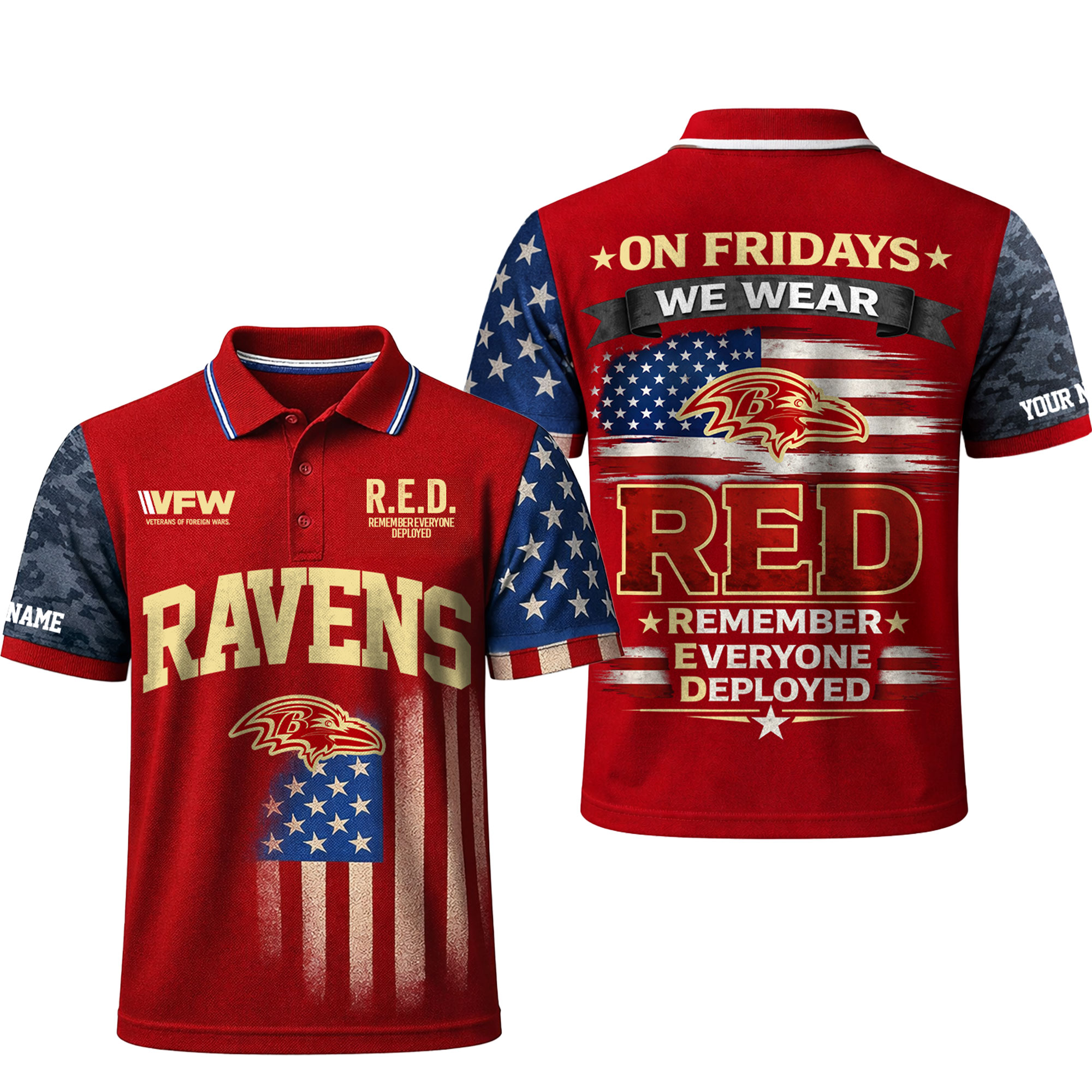 Baltimore Ravens | Premium NFL Red Friday Polo Shirt - Image 2