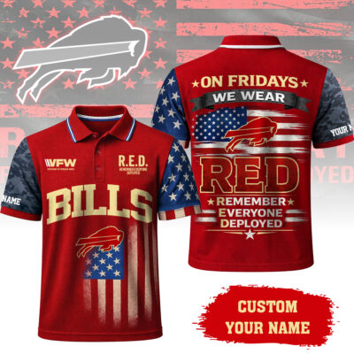 Buffalo Bills | Premium NFL Red Friday Polo Shirt - 5XL