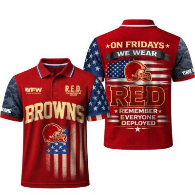 Alternative view of Cleveland Browns | Premium NFL Red Friday Polo Shirt