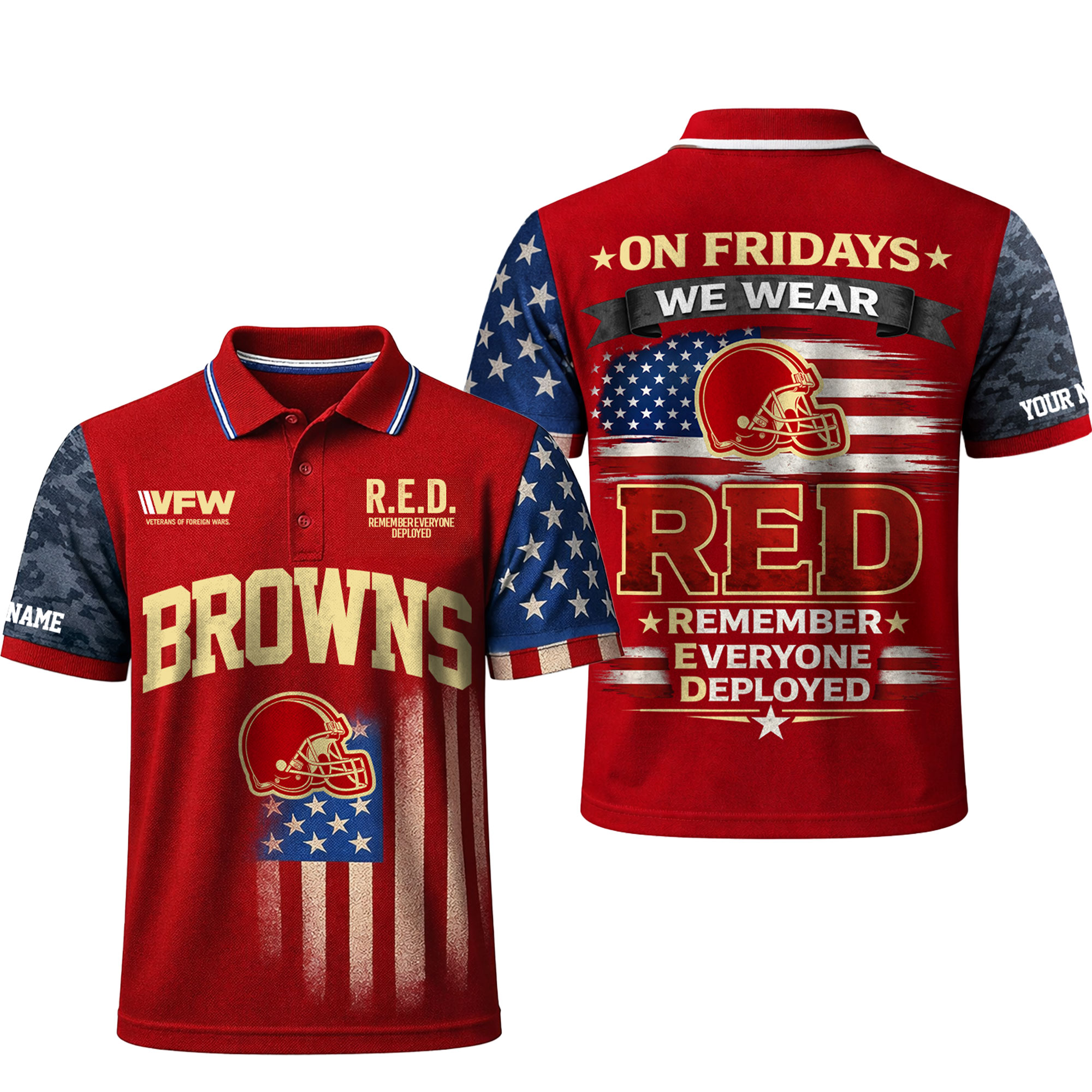 Cleveland Browns | Premium NFL Red Friday Polo Shirt - Image 2