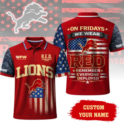 Detroit Lions | Premium NFL Red Friday Polo Shirt
