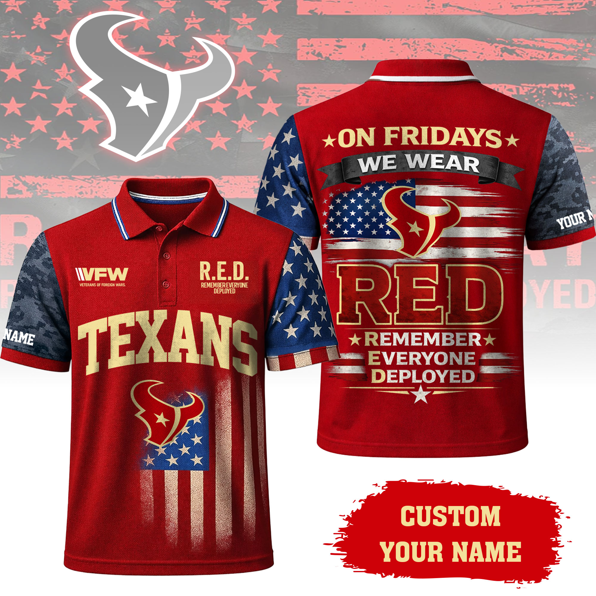 Houston Texans | Premium NFL Red Friday Polo Shirt