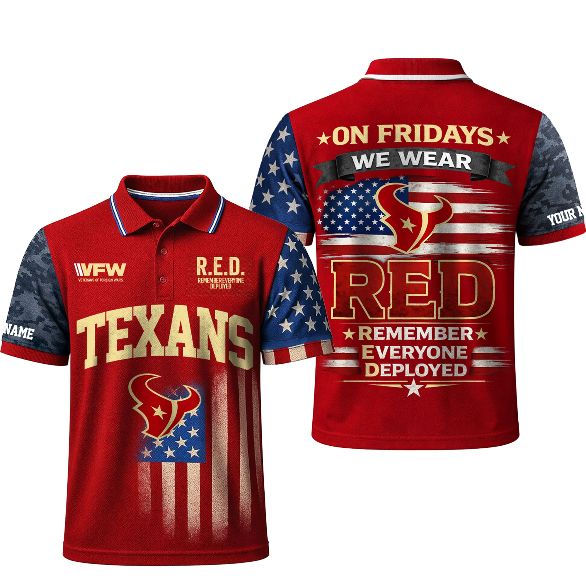 Houston Texans | Premium NFL Red Friday Polo Shirt - Image 2