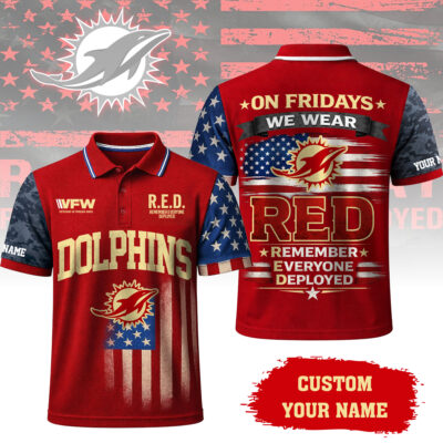Miami Dolphins | Premium NFL Red Friday Polo Shirt - XL