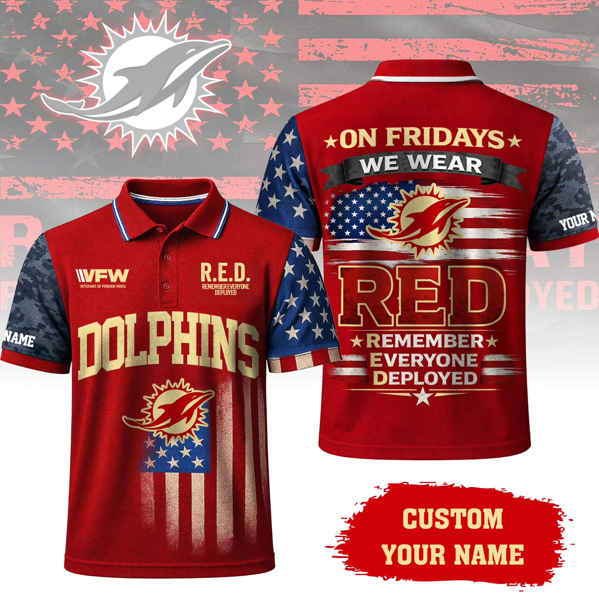 Miami Dolphins | Premium NFL Red Friday Polo Shirt