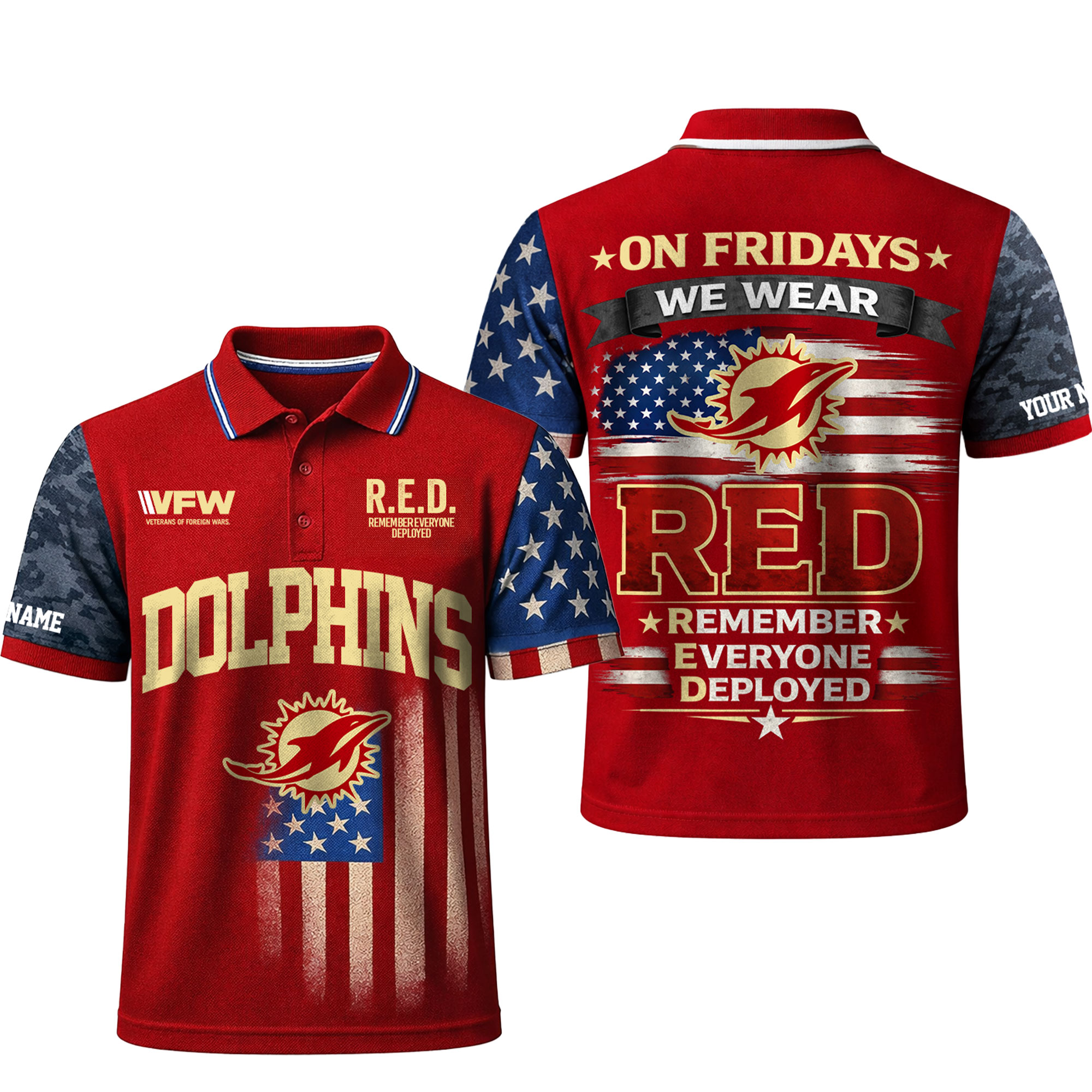 Miami Dolphins | Premium NFL Red Friday Polo Shirt - Image 2