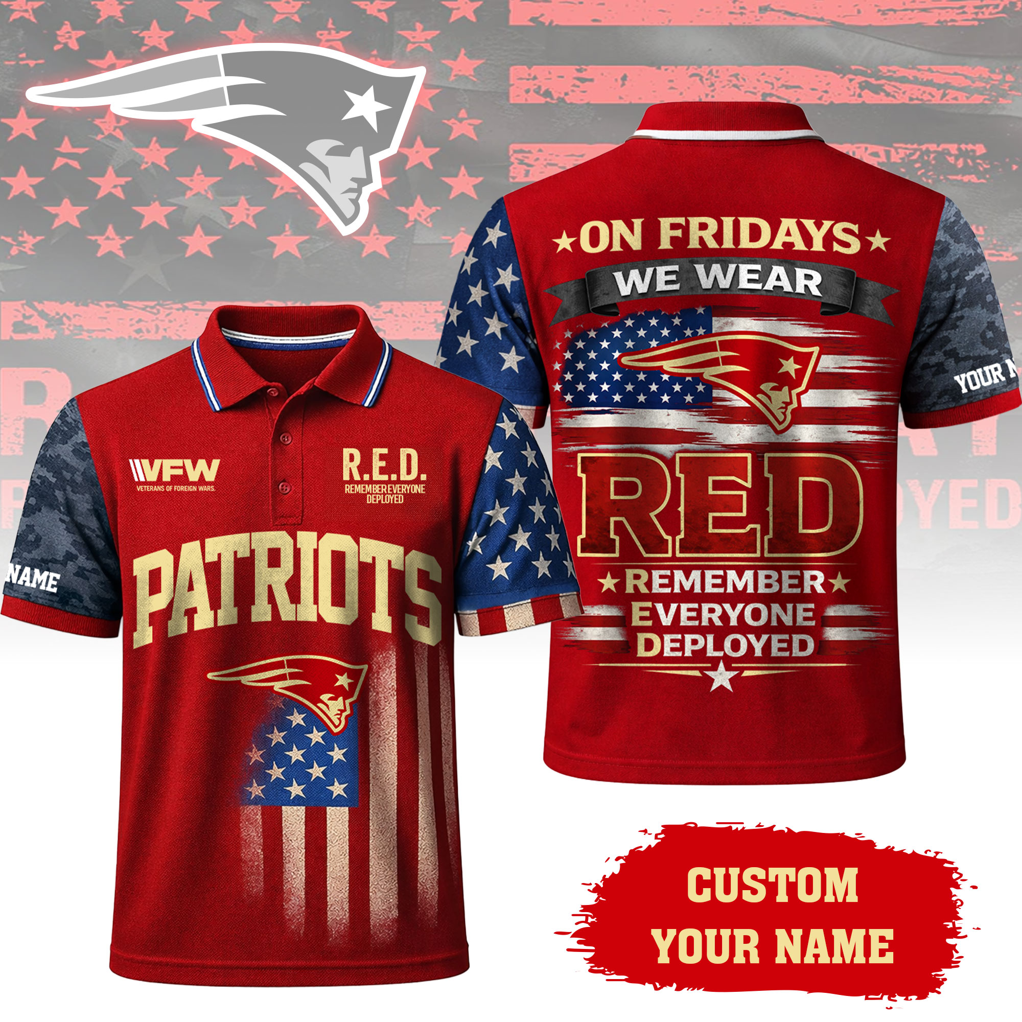 New England Patriots | Premium NFL Red Friday Polo Shirt
