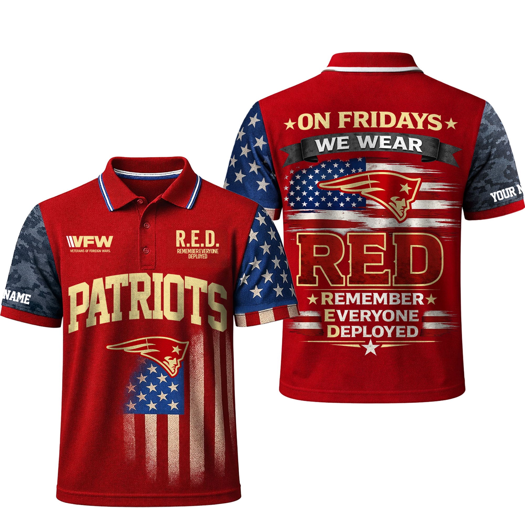 New England Patriots | Premium NFL Red Friday Polo Shirt - Image 2