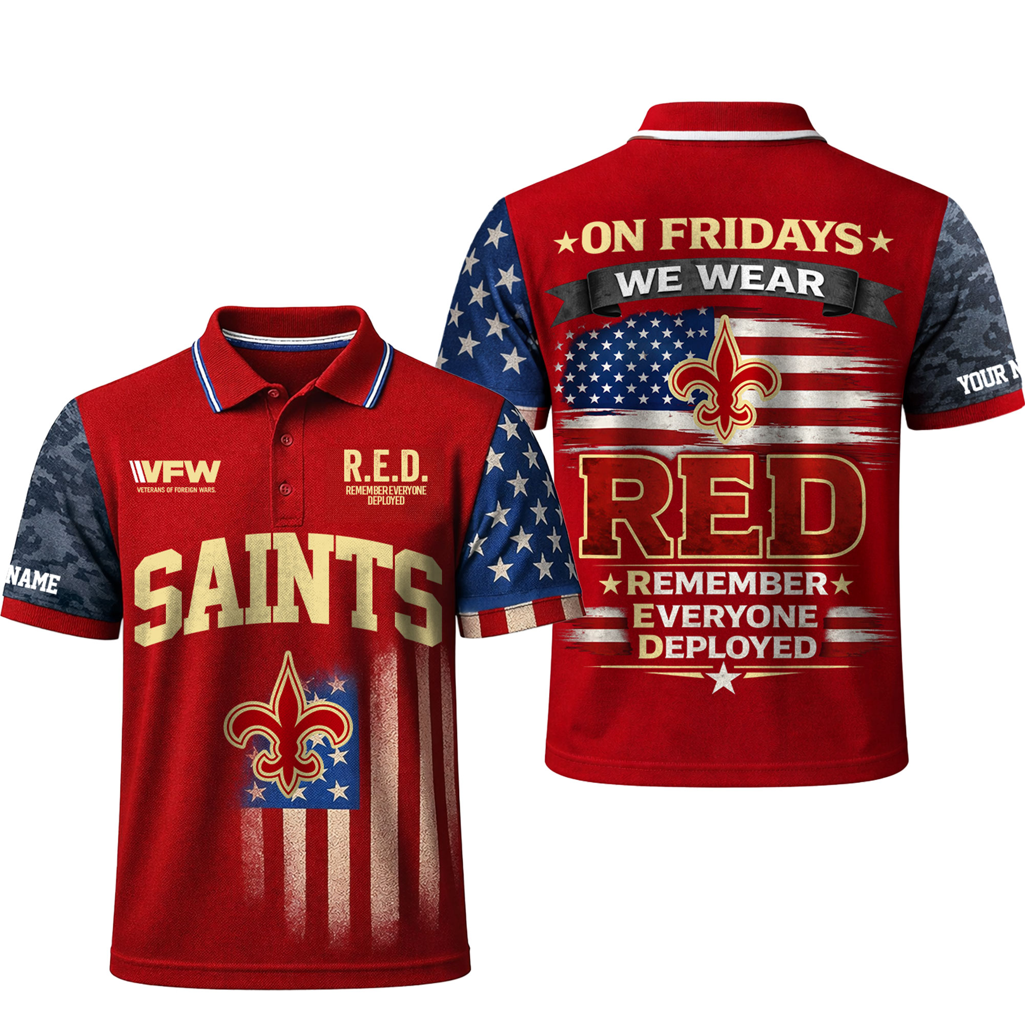 New Orleans Saints | Premium NFL Red Friday Polo Shirt - Image 2