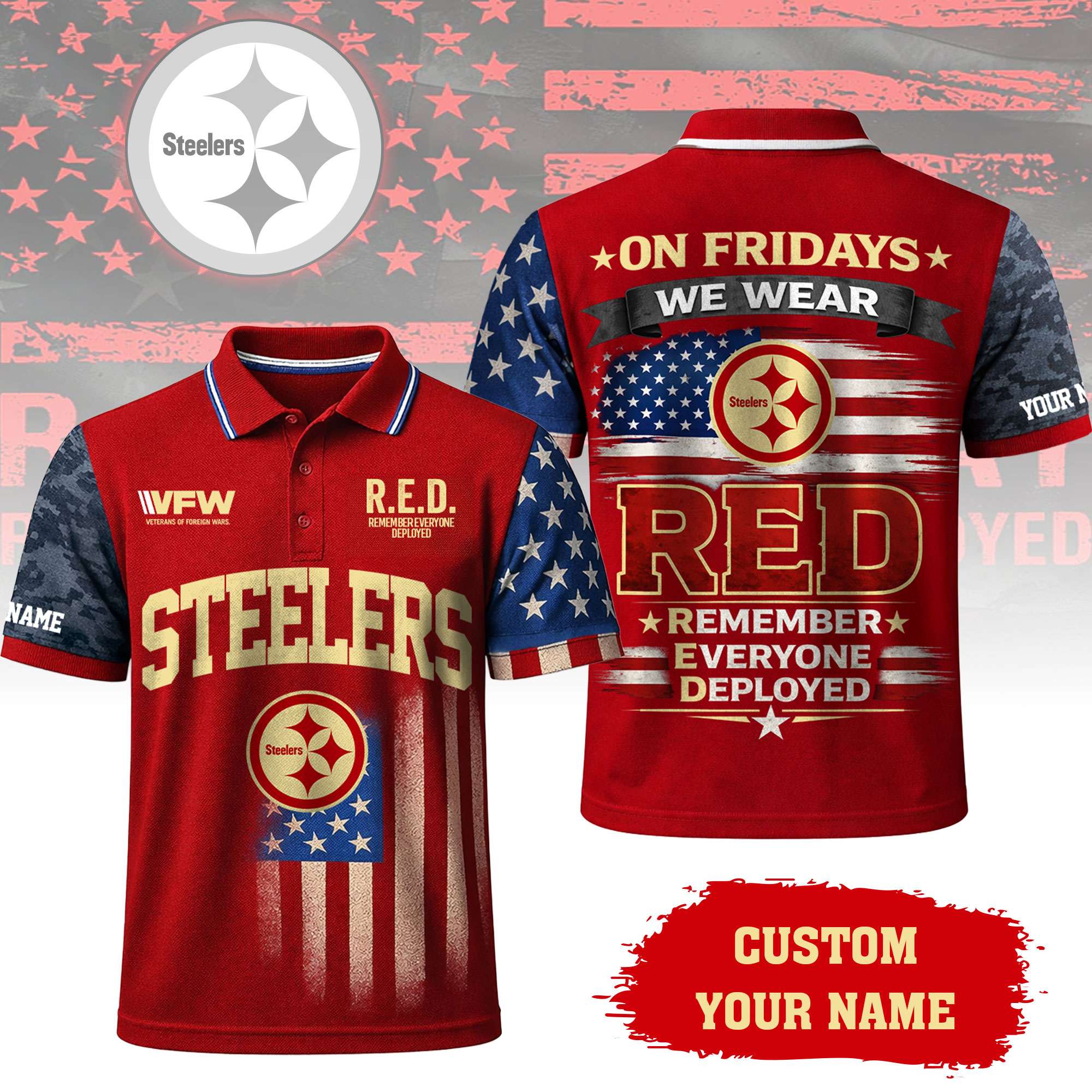 Pittsburgh Steelers | Premium NFL Red Friday Polo Shirt