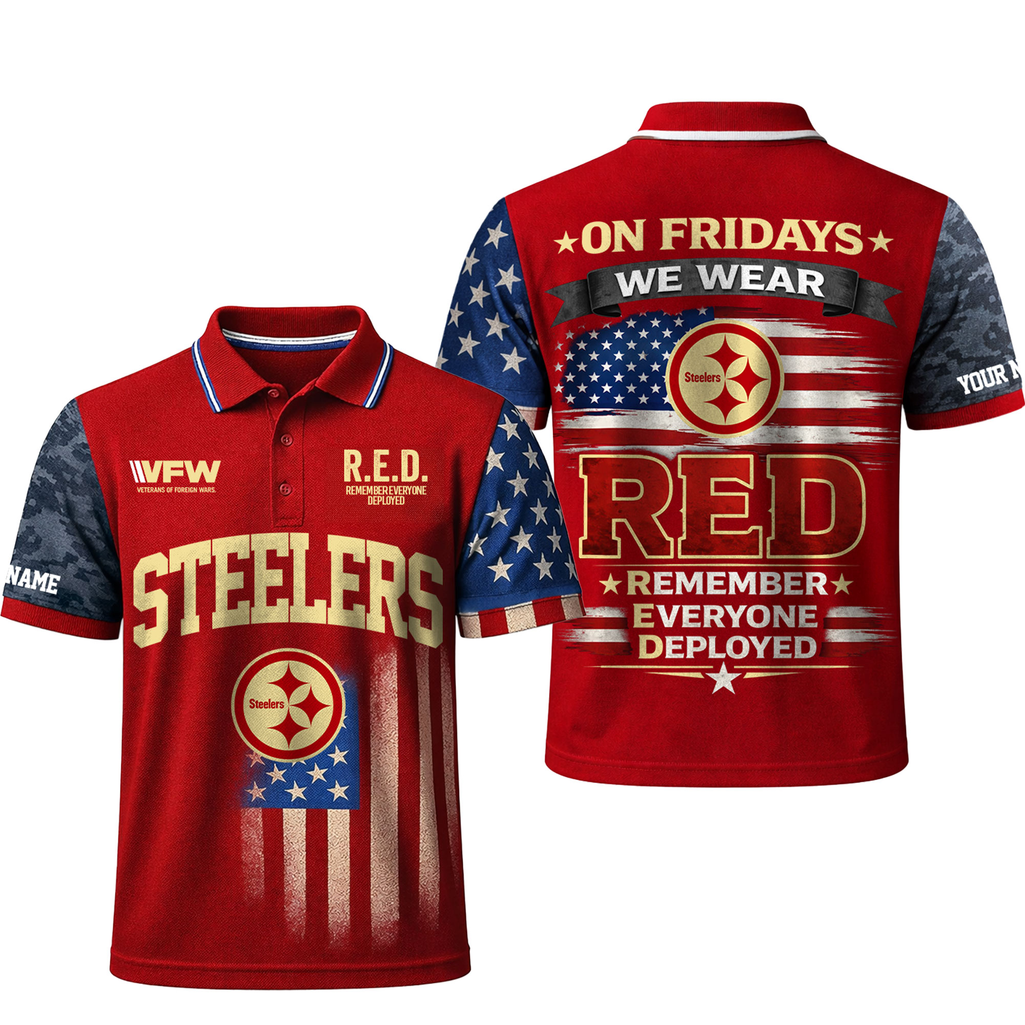 Pittsburgh Steelers | Premium NFL Red Friday Polo Shirt - Image 2