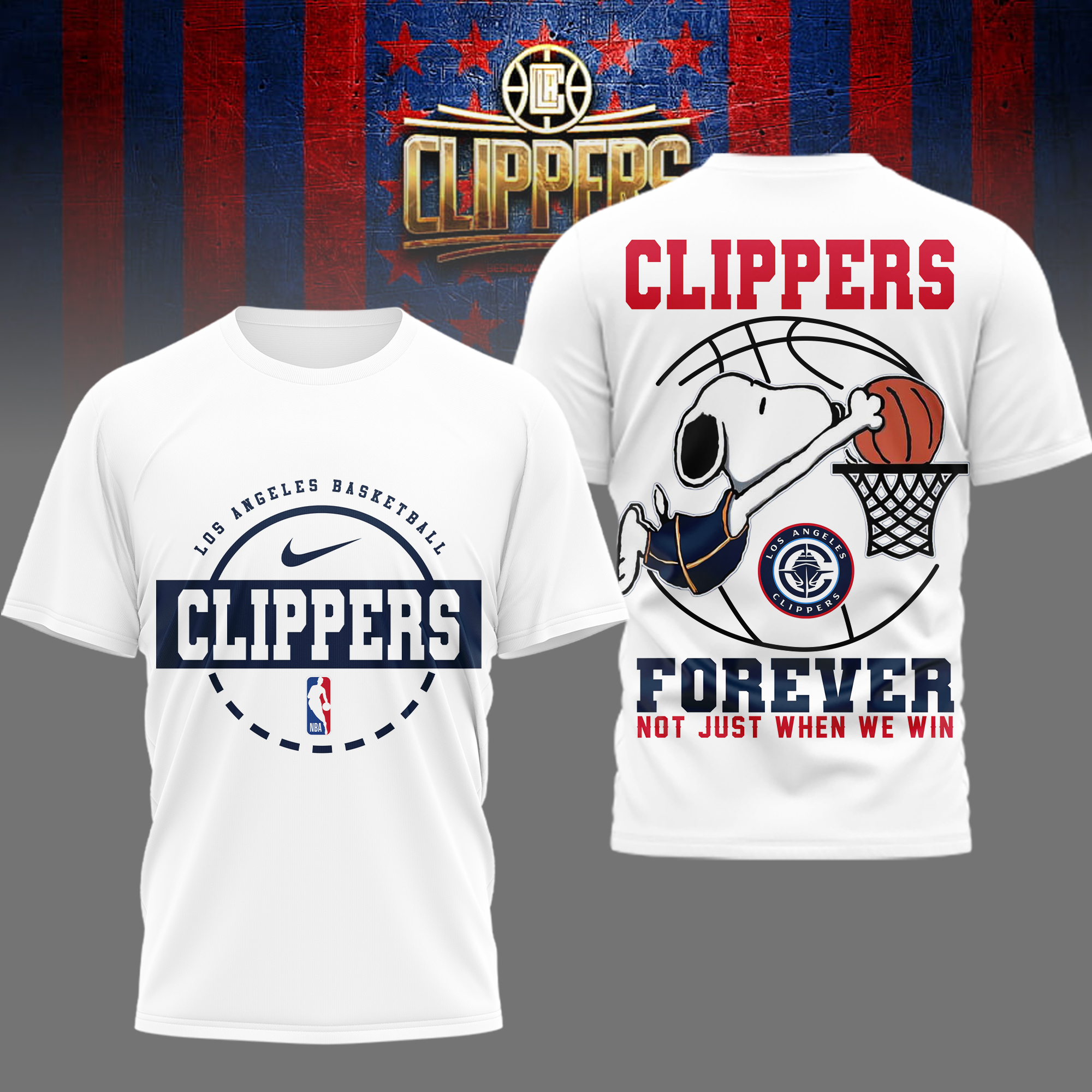 Los Angeles Clippers | Premium NBA Snoopy Forever Loyal 3D Shirt