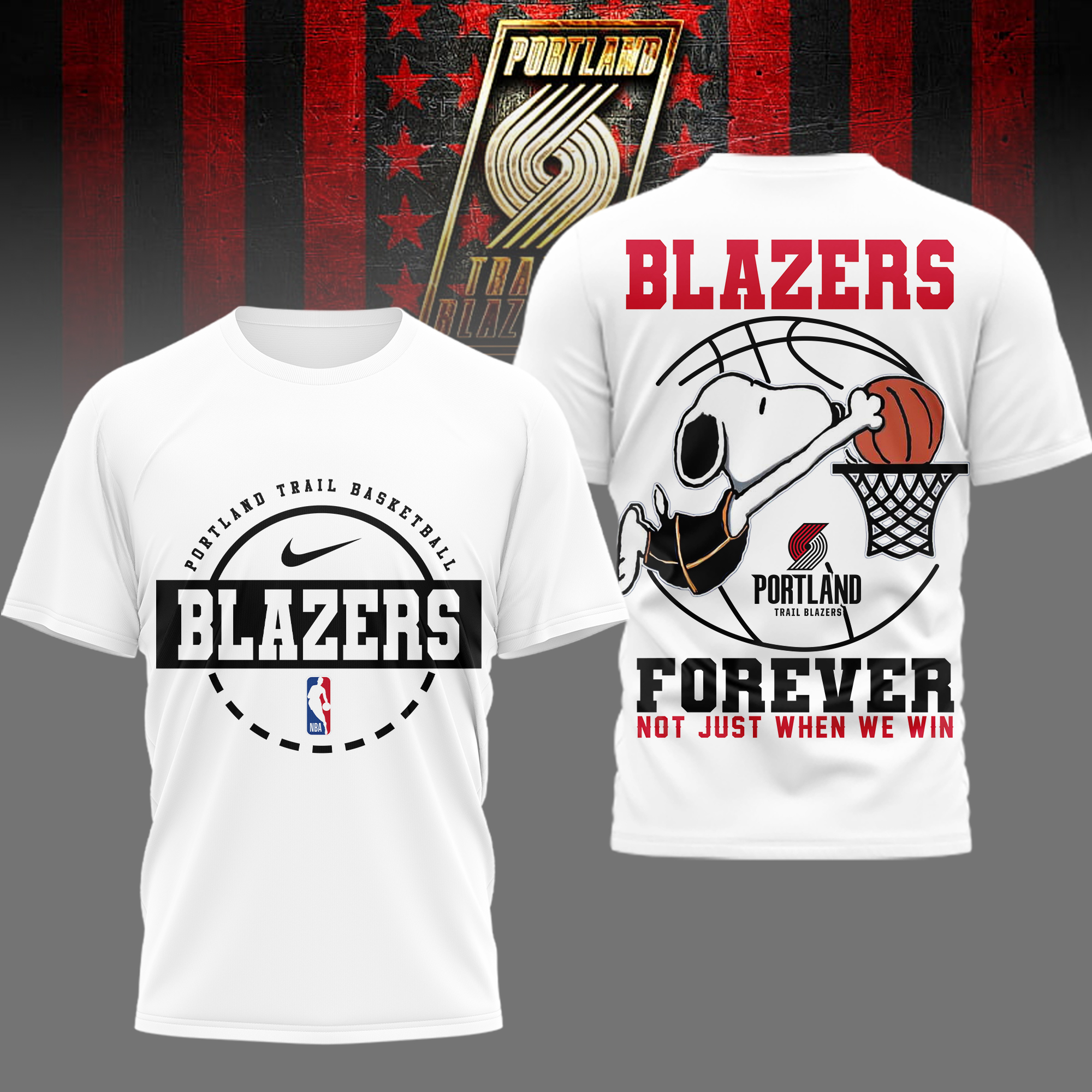 Portland Trail Blazers | Premium NBA Snoopy Forever Loyal 3D Shirt