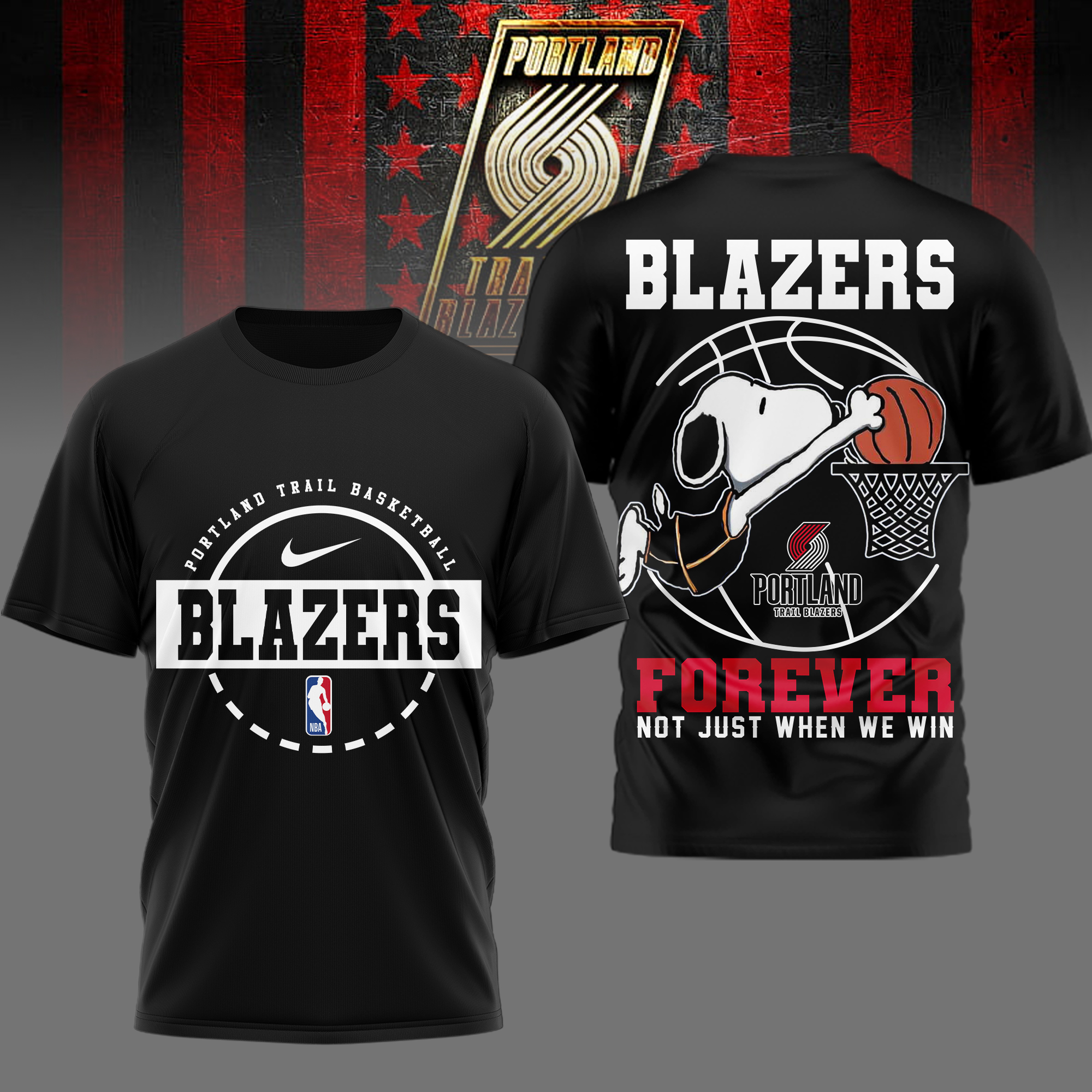 Portland Trail Blazers | Premium NBA Snoopy Forever Loyal 3D Shirt - Image 2