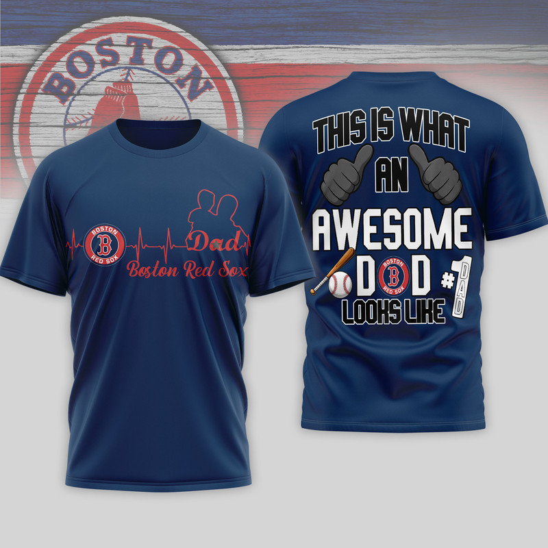 Boston Red Sox | Premium MLB Father Day Awesome Dad 3D Shirt - Image 2