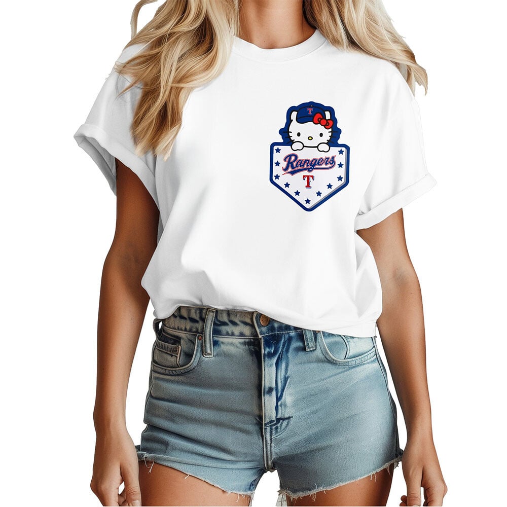 Texas Rangers | Premium MLB Hello Kitty Women Shirt - Image 2