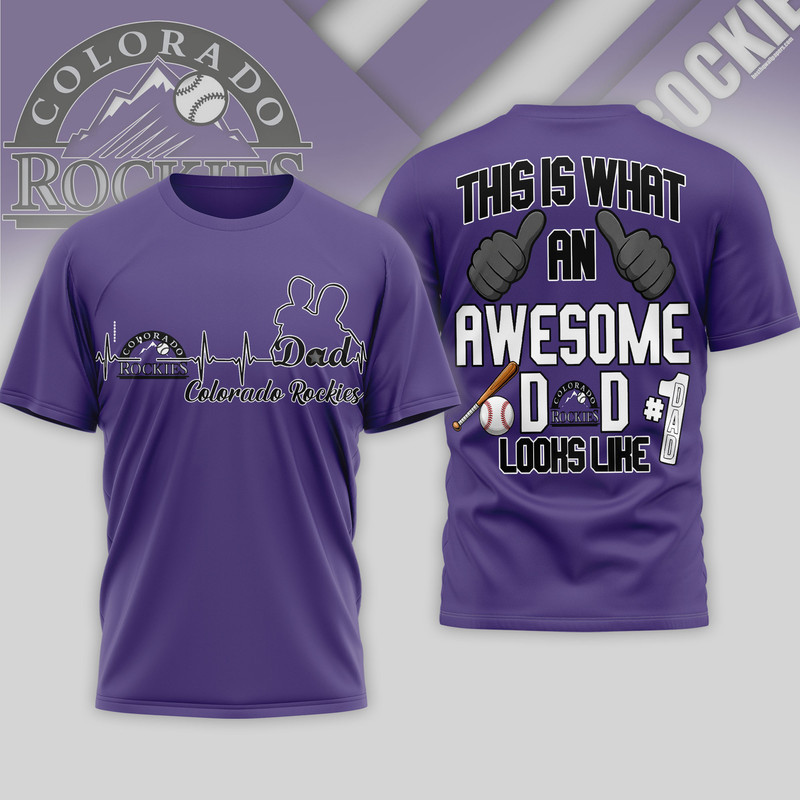 Colorado Rockies | Premium MLB Father Day Awesome Dad 3D Shirt - Image 2