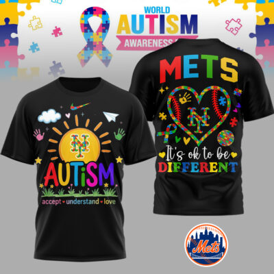 Alternative view of New York Mets | Premium MLB Autism Acceptance 3D Shirt