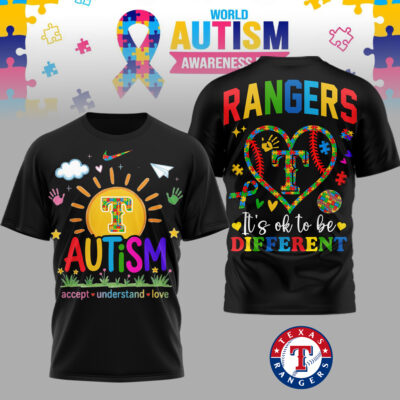 Texas Rangers | Premium MLB Autism Acceptance 3D Shirt