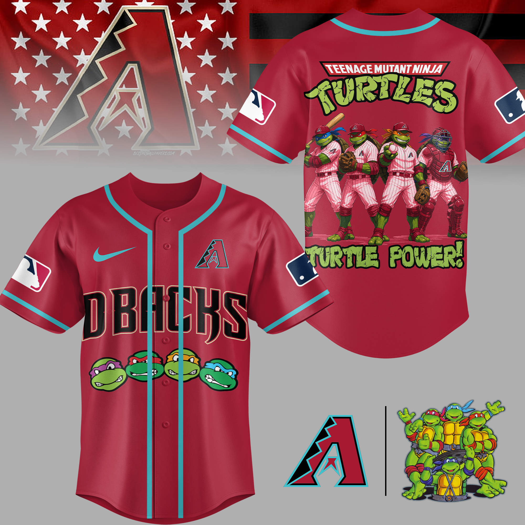 Arizona Diamondbacks | Premium MLB Teenage Mutant Ninja Turtles Jersey - Image 3
