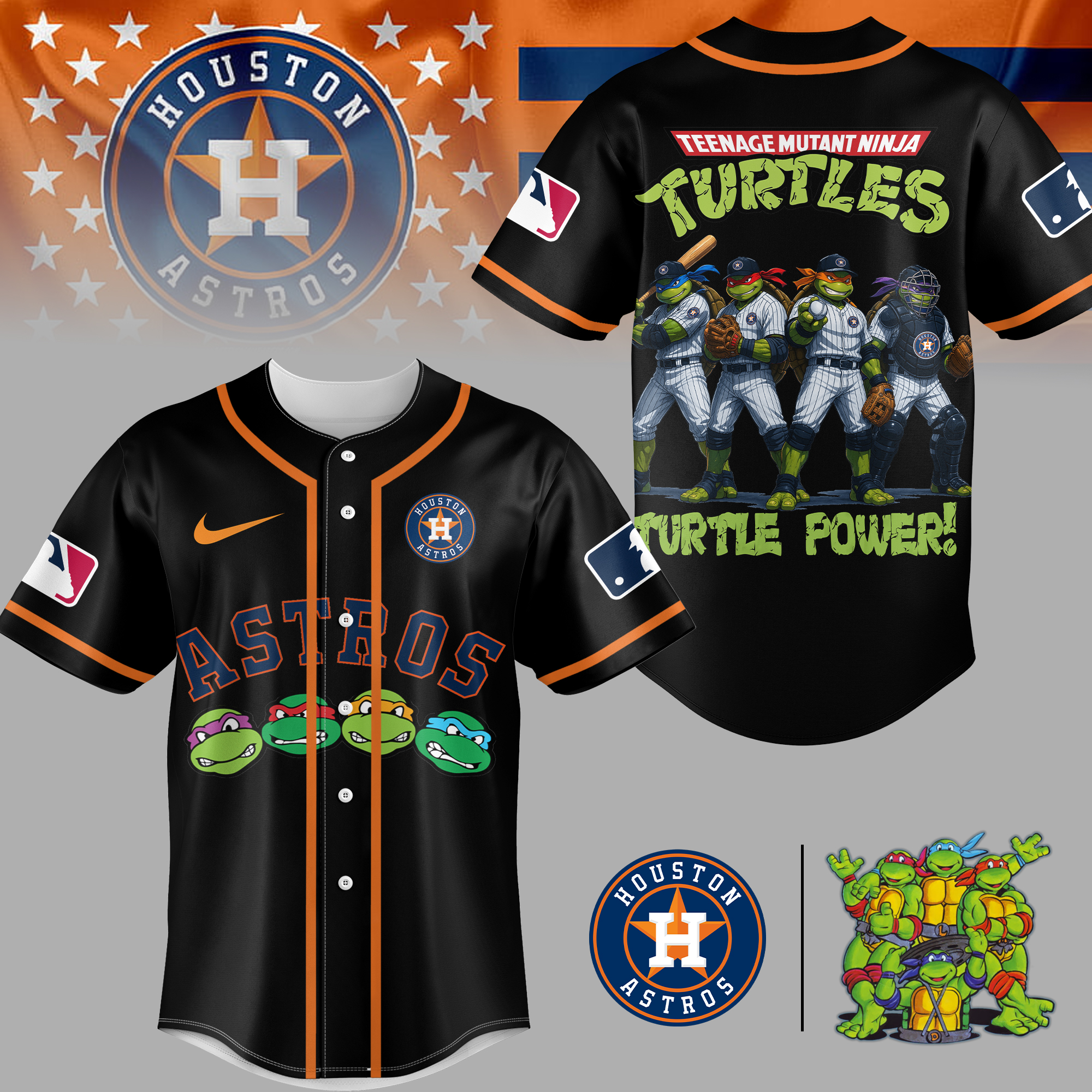 Houston Astros | Premium MLB Teenage Mutant Ninja Turtles Jersey - Image 2