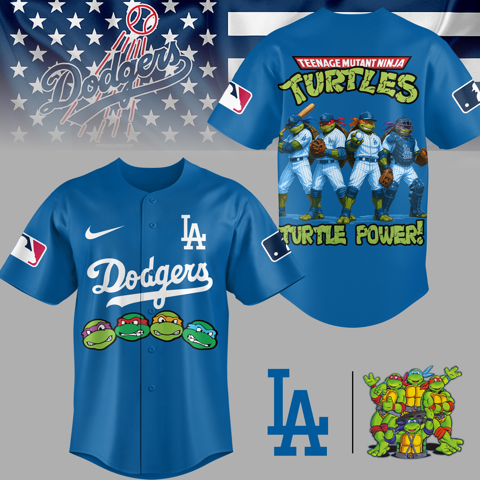 Los Angeles Dodgers | Premium MLB Teenage Mutant Ninja Turtles Jersey - Image 3