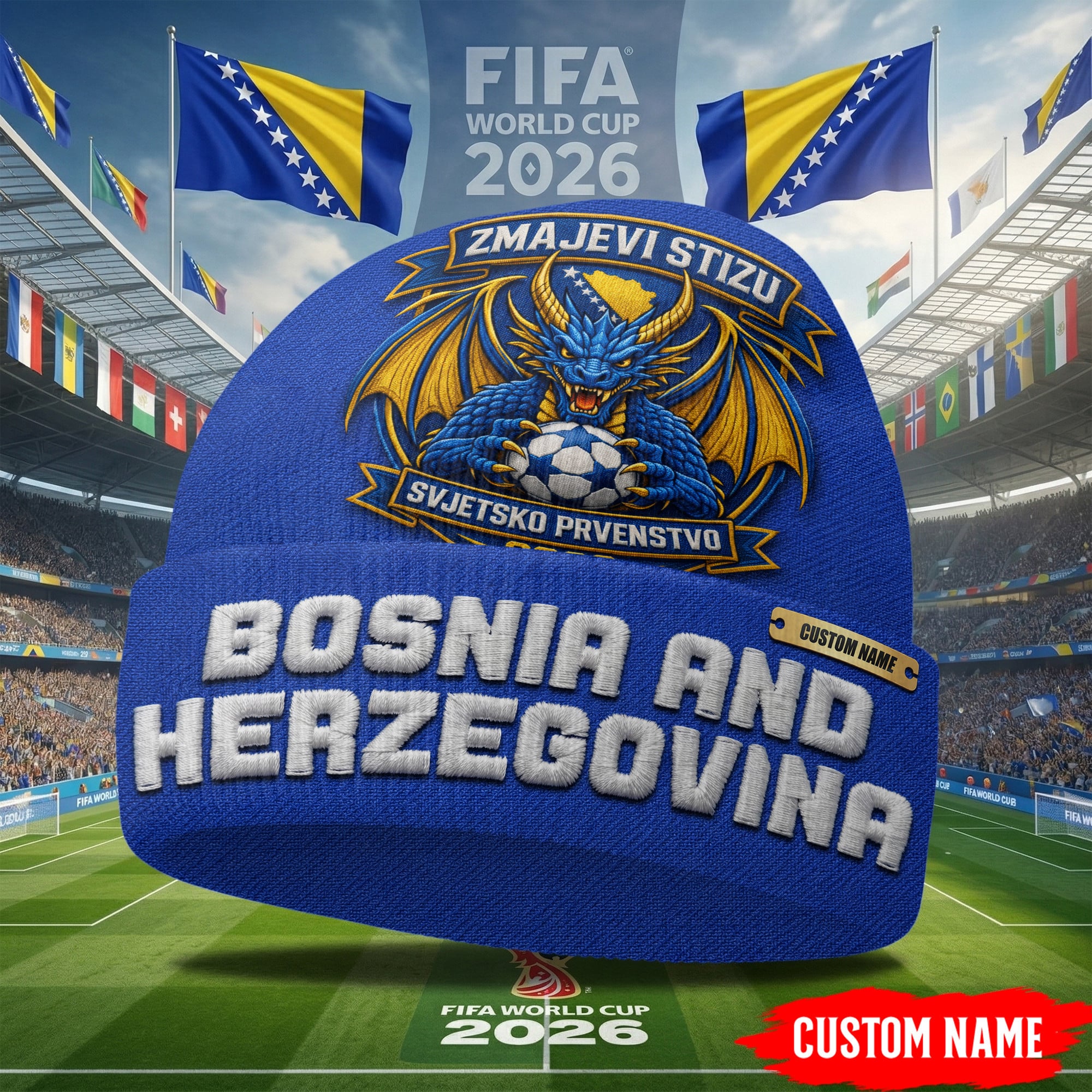 Bosnia & Herzegovina | Premium WC26 Beanie Hat - Image 2