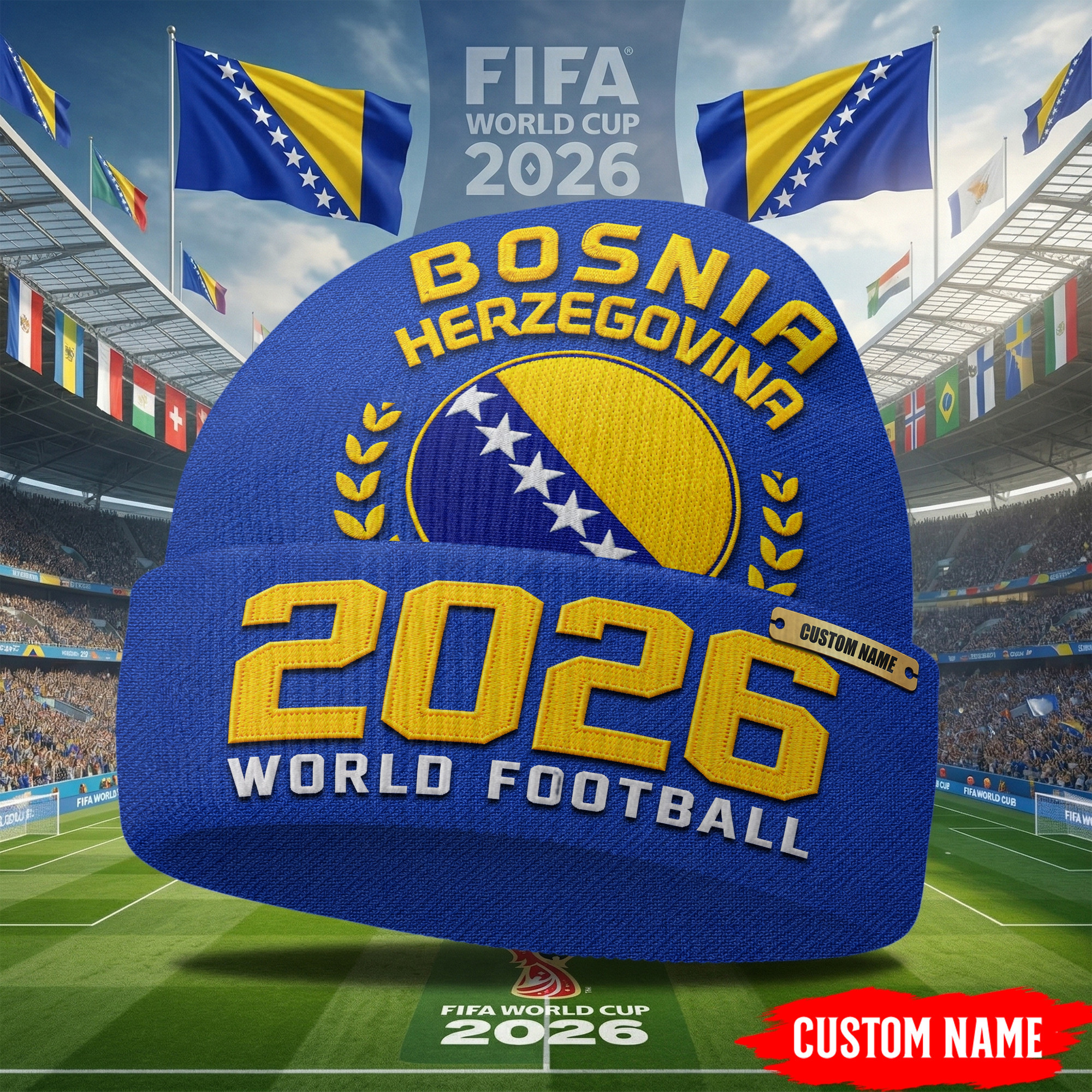 Bosnia & Herzegovina | Premium WC26 Beanie Hat - Image 3