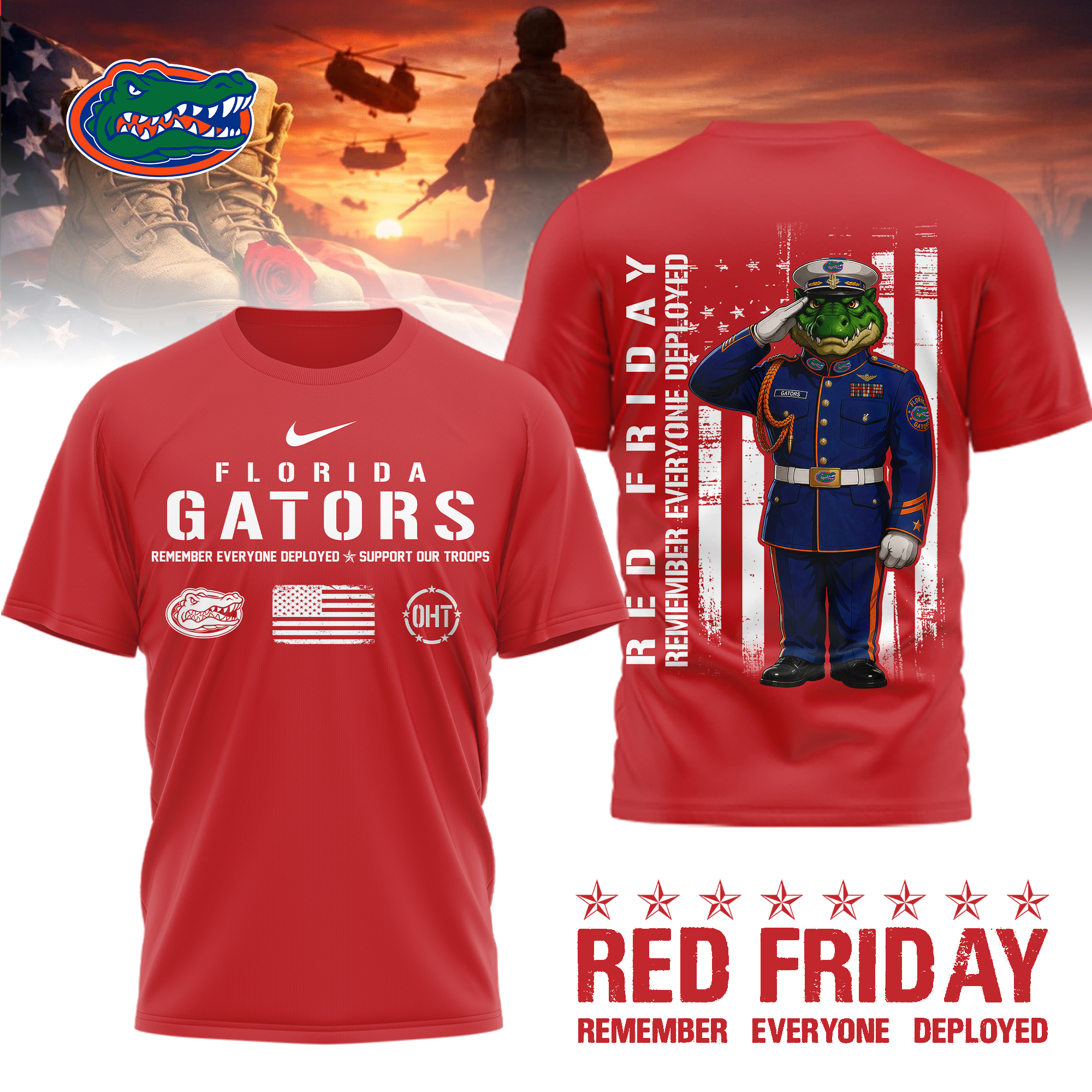 Florida Gators | Premium NCAA Remember Everyone Deployed 3d Shirt