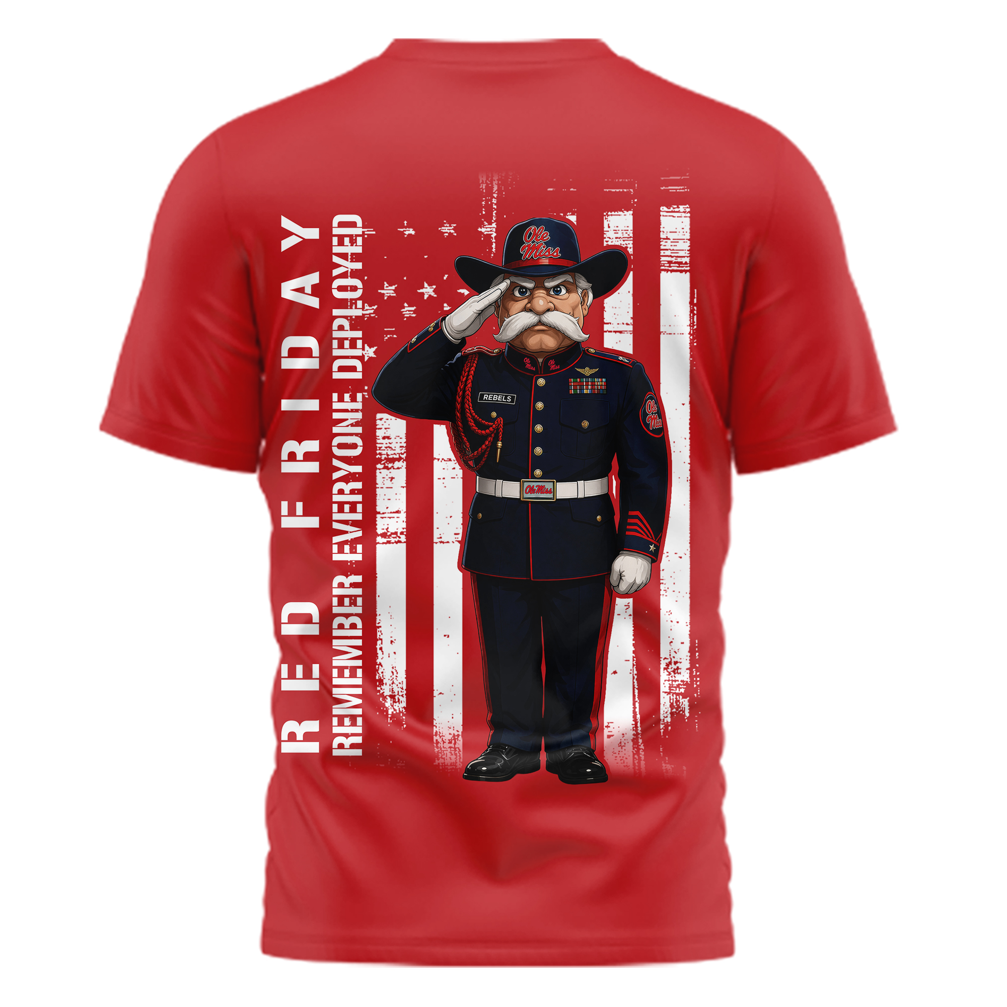 Ole Miss Rebels | Premium NCAA Remember Everyone Deployed 3d Shirt - Image 3