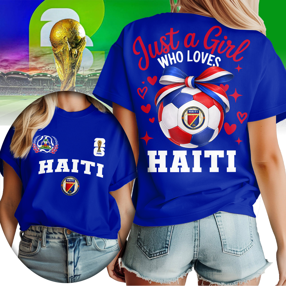Haiti | Premium WC26 Just a Girl Who Loves Soccer Shirt - Image 3