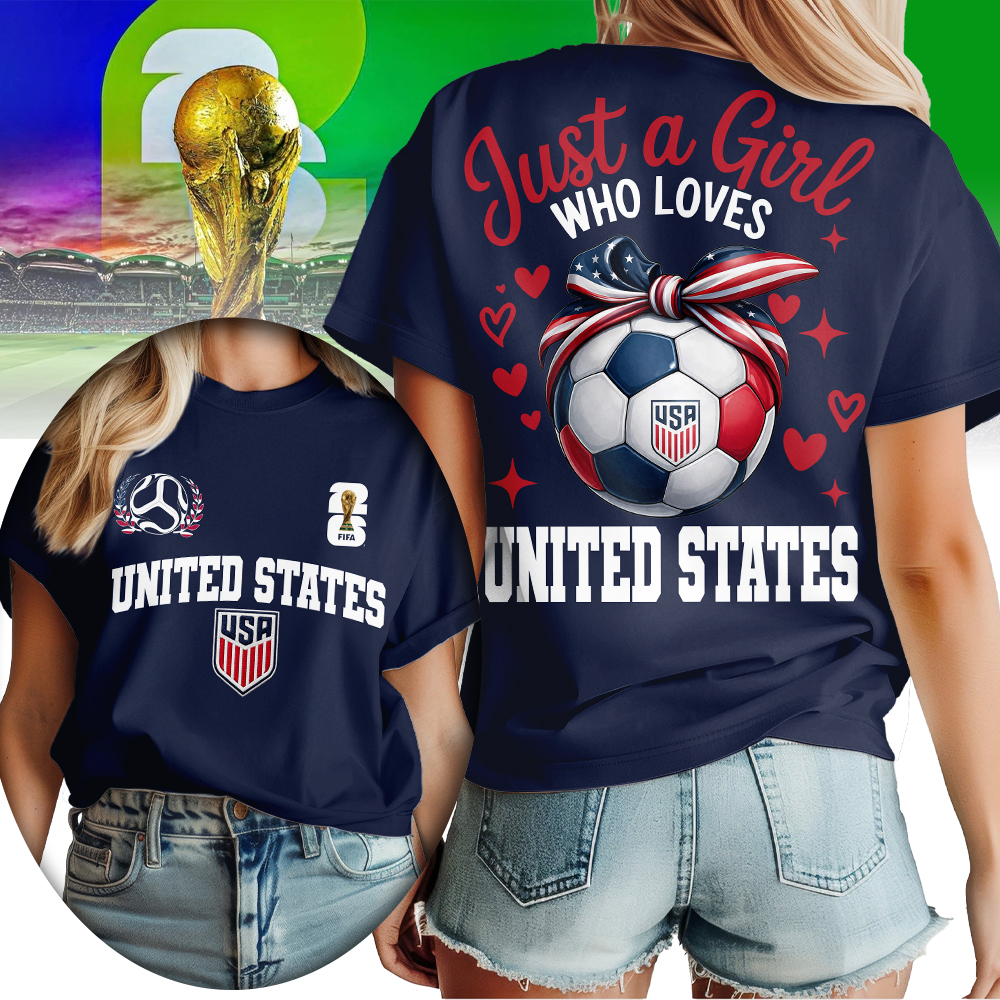 United States | Premium WC26 Just a Girl Who Loves Soccer Shirt - Image 3