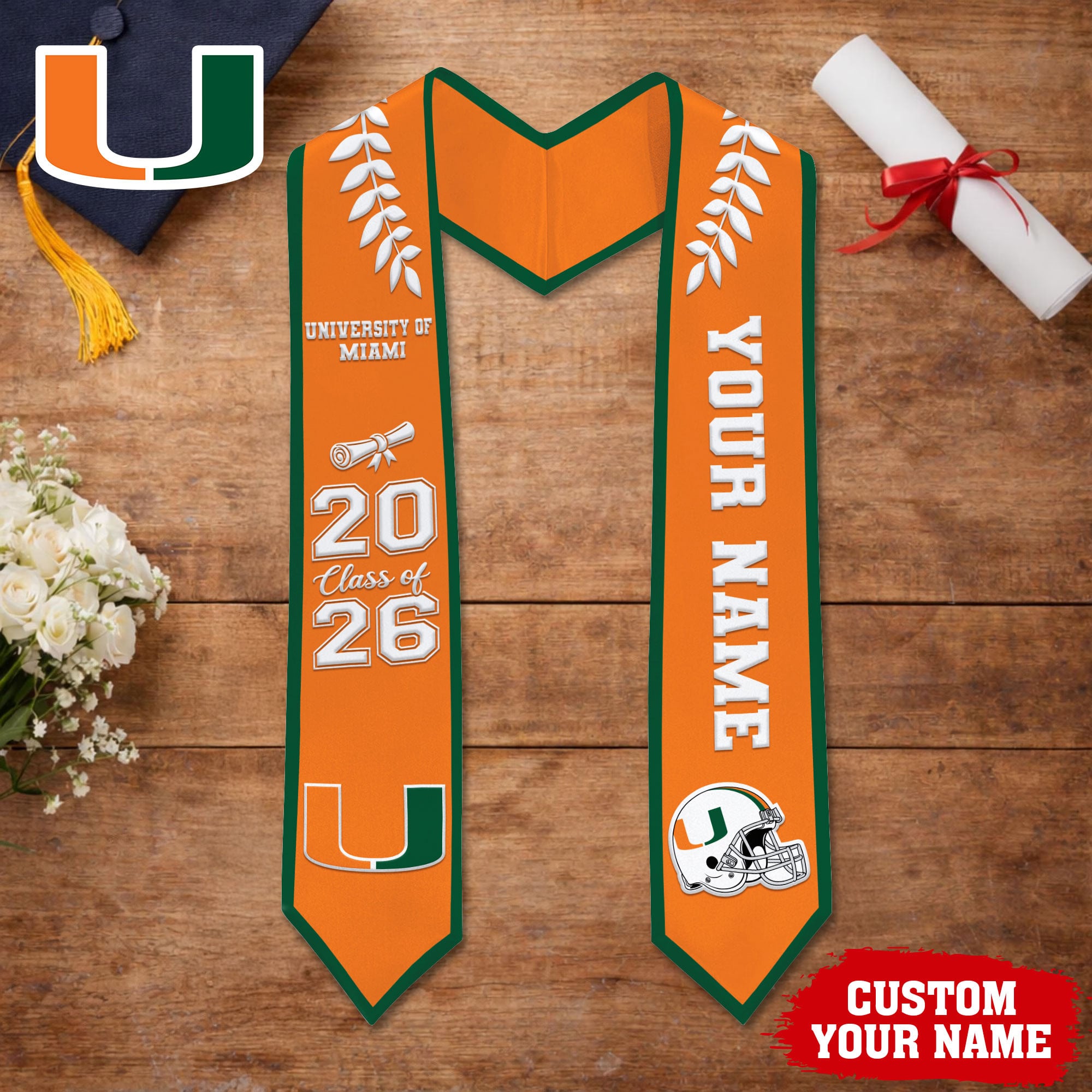 Miami Hurricanes | Premium NCAA Graduation Stole