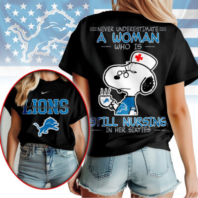 Detroit Lions | Premium NFL Never Underestimate A Nurse Women Shirt