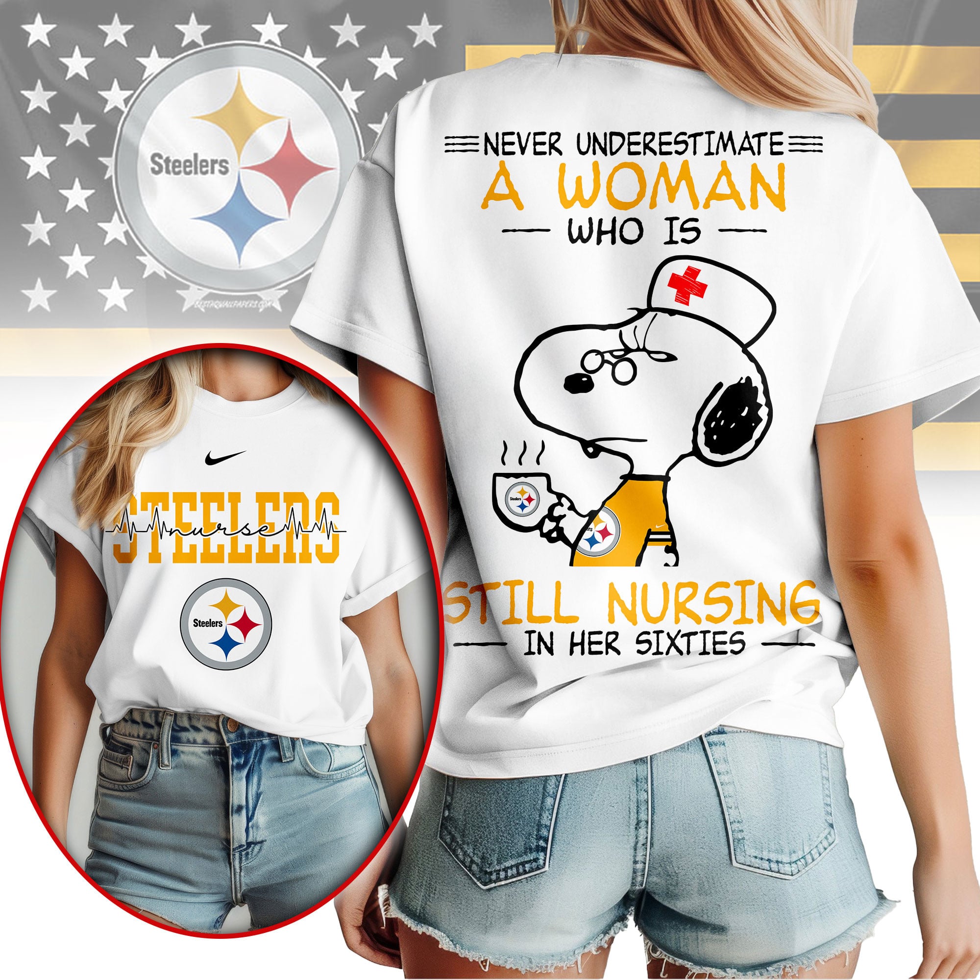 Pittsburgh Steelers | Premium NFL Never Underestimate A Nurse Women Shirt